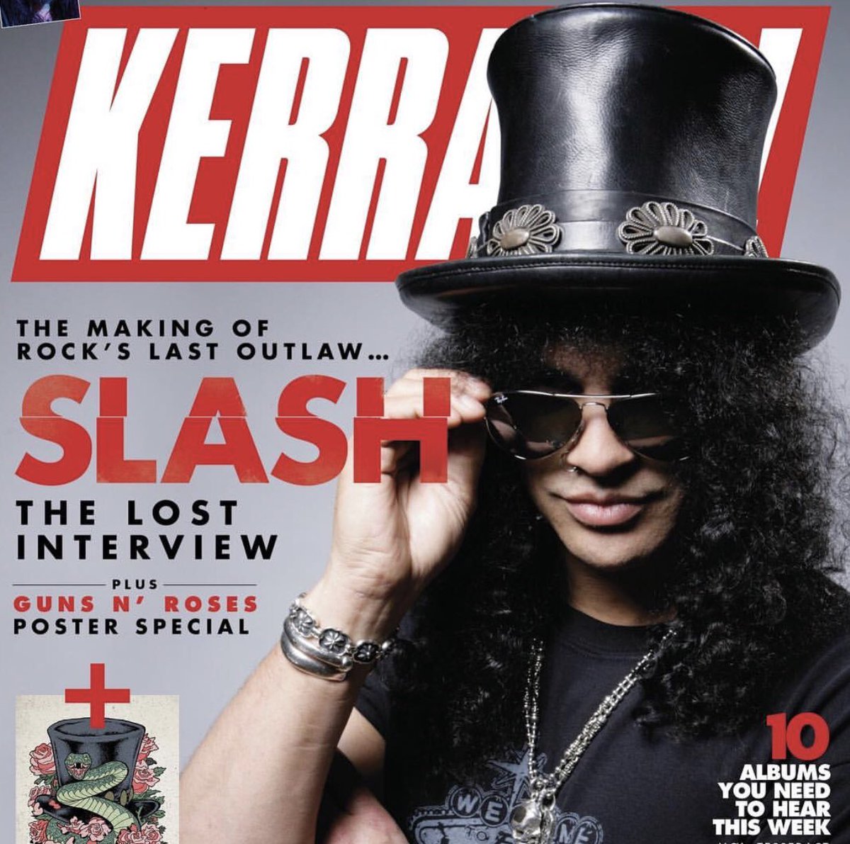 One of Ashley’s shots of <a href="/Slash/">Slash</a> is on the new Kerrang! Ashley loved working with Slash, he was a fan of the man as much as the musician.