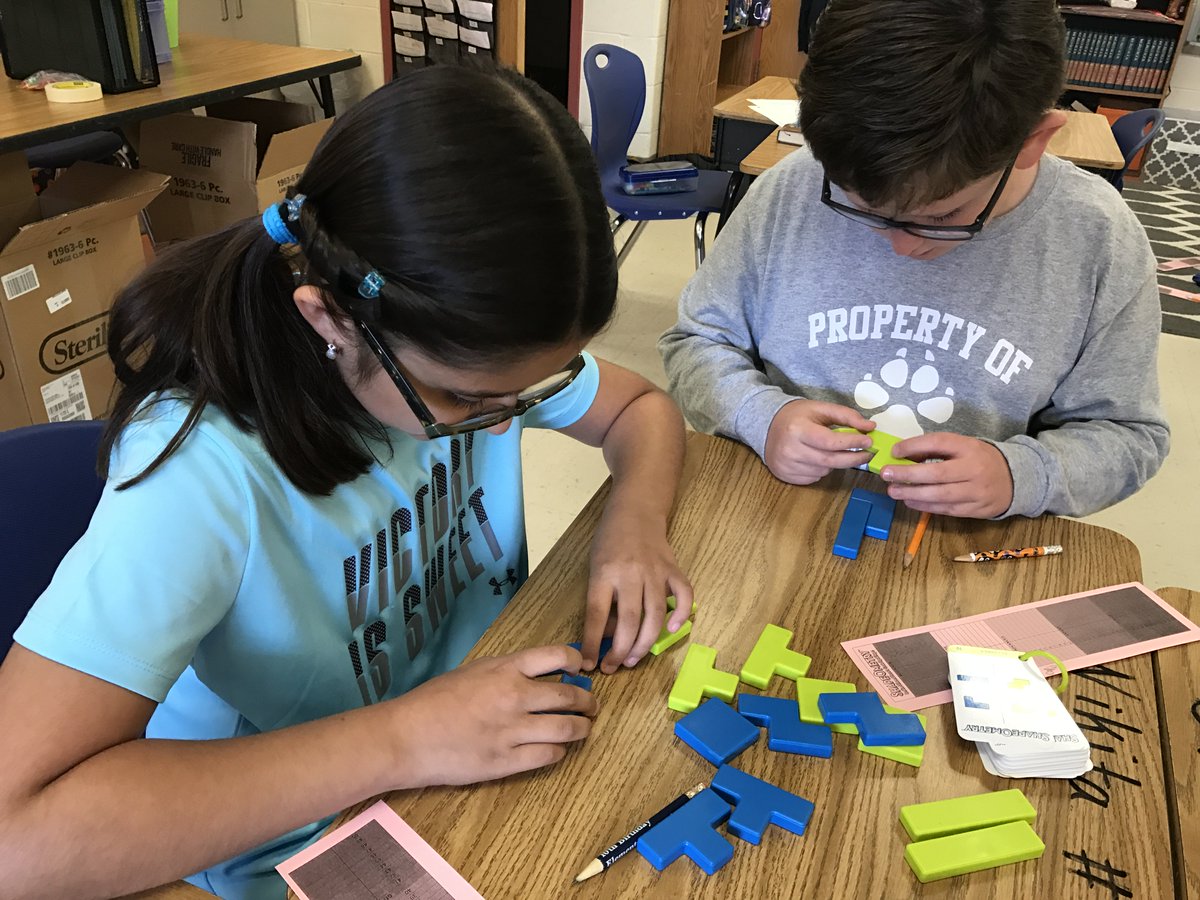 ChristanMartin5's tweet photo. "Yes! I solved it! I finally solved it!"- Brennan. #CBG3rd graders are challenging themselves this morning with #ShapeOmetry! #ITL @ccps_gifted @ThinkFun @WPESPrincipal @WinterpockCBG3 https://t.co/1IdeKSh1AA