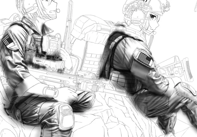 Draw the shadow of clothes..._(┐「(、ン、)_ 