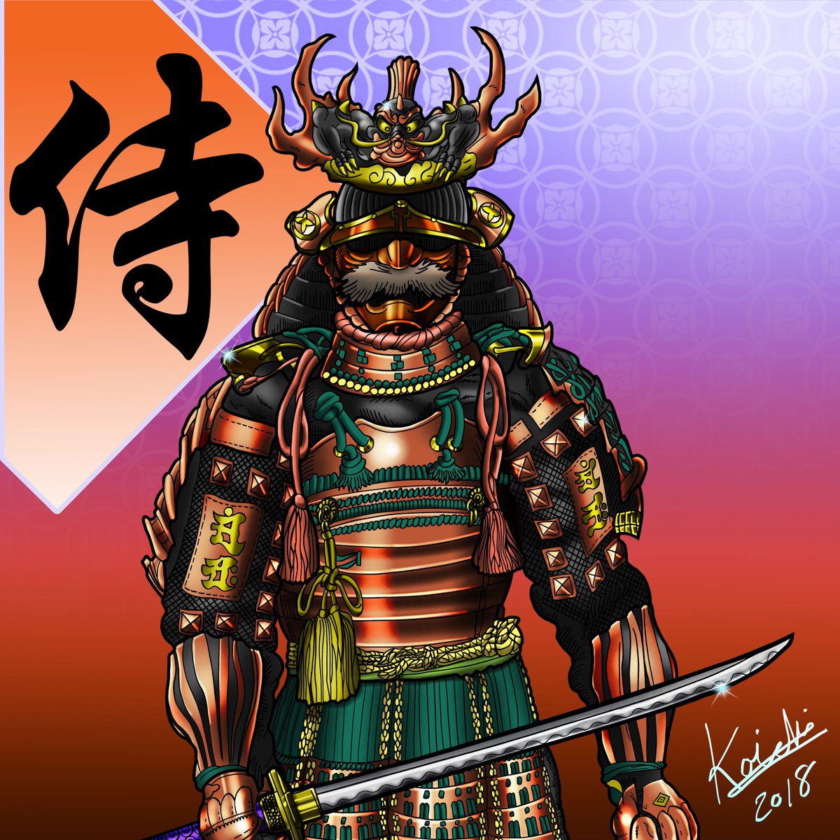 Koichi Samurai Illustration Adobephotoshop Yoroimusha 鎧武者 イラスト フォトショップ 侍