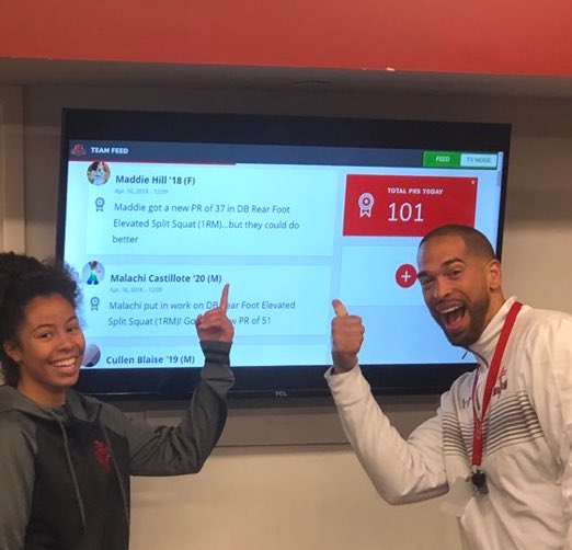CoachJordanSC's tweet photo. When @teambuildr 🔥 you and knows you can do better 😂 loving the new TV mode. Great job @maddie_hill20 📷 : @Jurdana567 💪 #100PR’s #FinishStrong https://t.co/JLx7L9l4IG