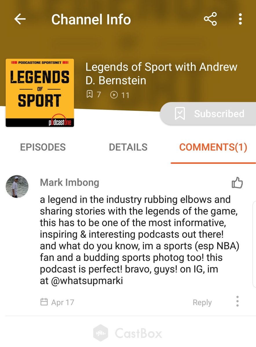 whatsupmarki's tweet image. @ADBPhotoInc cant seem to find where i could rate or review the #LegendsOfSport podcast, so i just placed my "review" as a comment, w my IG handle too. no better podcast than a legend talking about &amp;amp; to legends as well 👍👍