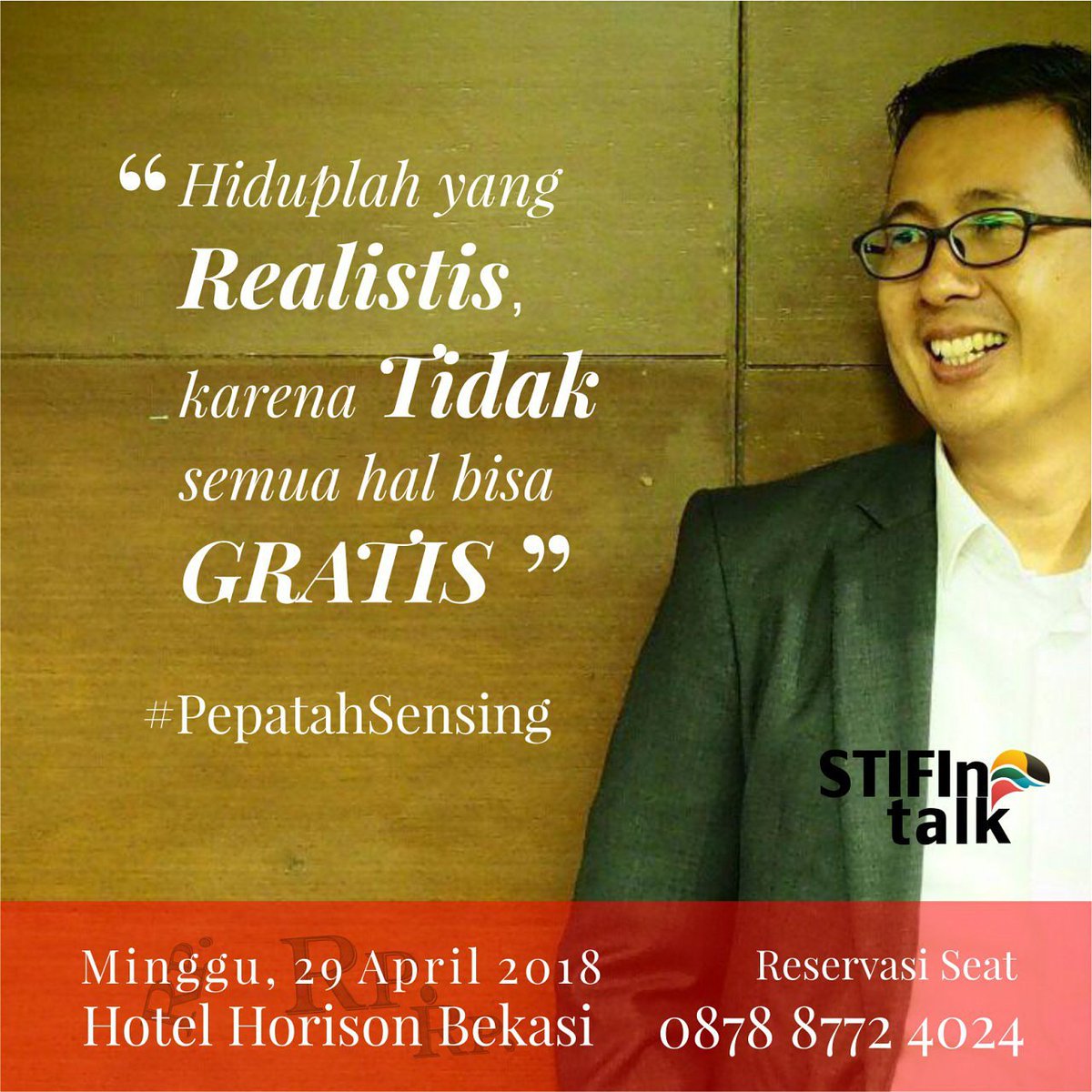 Cuma mau bilang, klo Tipe Sensing itu suka yang jelas-jelas

Terus ada event STIFIn Talk yang JELAS-JELAS bakal bahas tipe SENSING dengan SEJELAS-JELASNYA
Jadi, kalau mau JELAS daftar ajah kelas bermanfaat ini..
Daftar ke bit.ly/STIFInTALKS yah..
Masih early bird 350 ribu