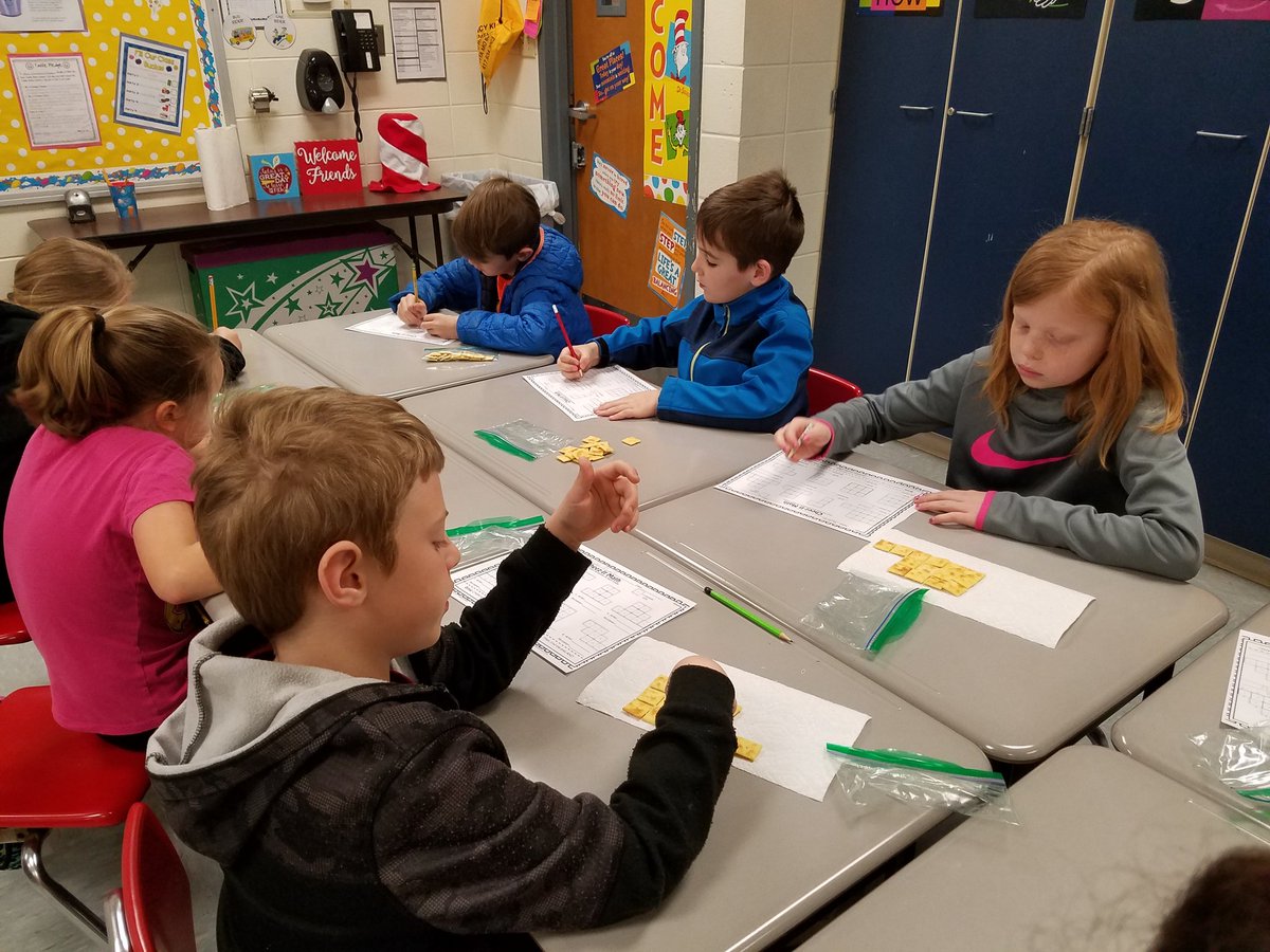 tlmeporter3's tweet photo. 3rd grade mathematicians practicing area and perimeter with Cheez-Its @SpartaTrojans. https://t.co/qKJcSElSCS