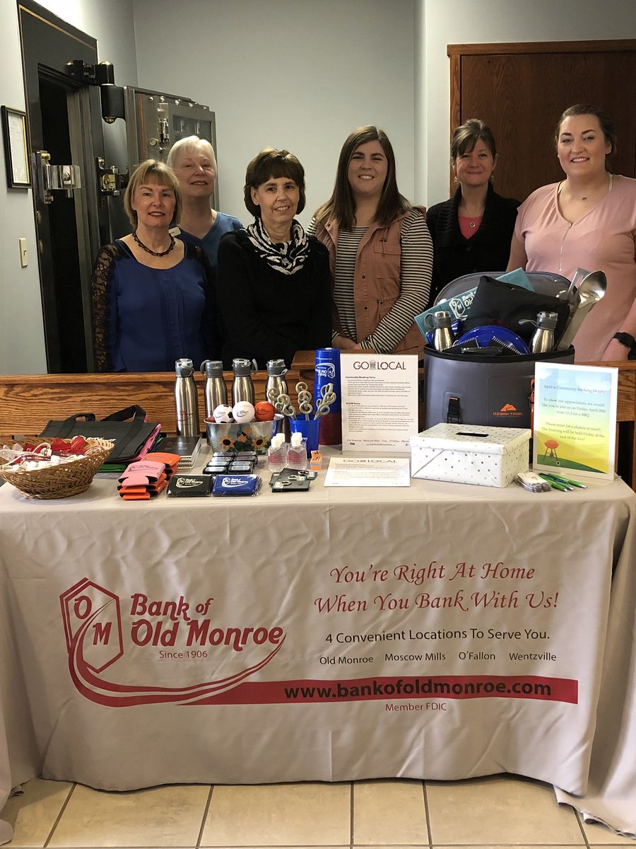 BOOM_1906's tweet photo. The Bank of Old Monroe O'Fallon branch will be hosting a barbeque on Friday, April 20 from 10:30 a.m. to 2 p.m. to celebrate Community Banking month. We encourage BOOM customers to stop by for lunch and sign-up to win a barbeque basket. https://t.co/1VUKE6wmHw