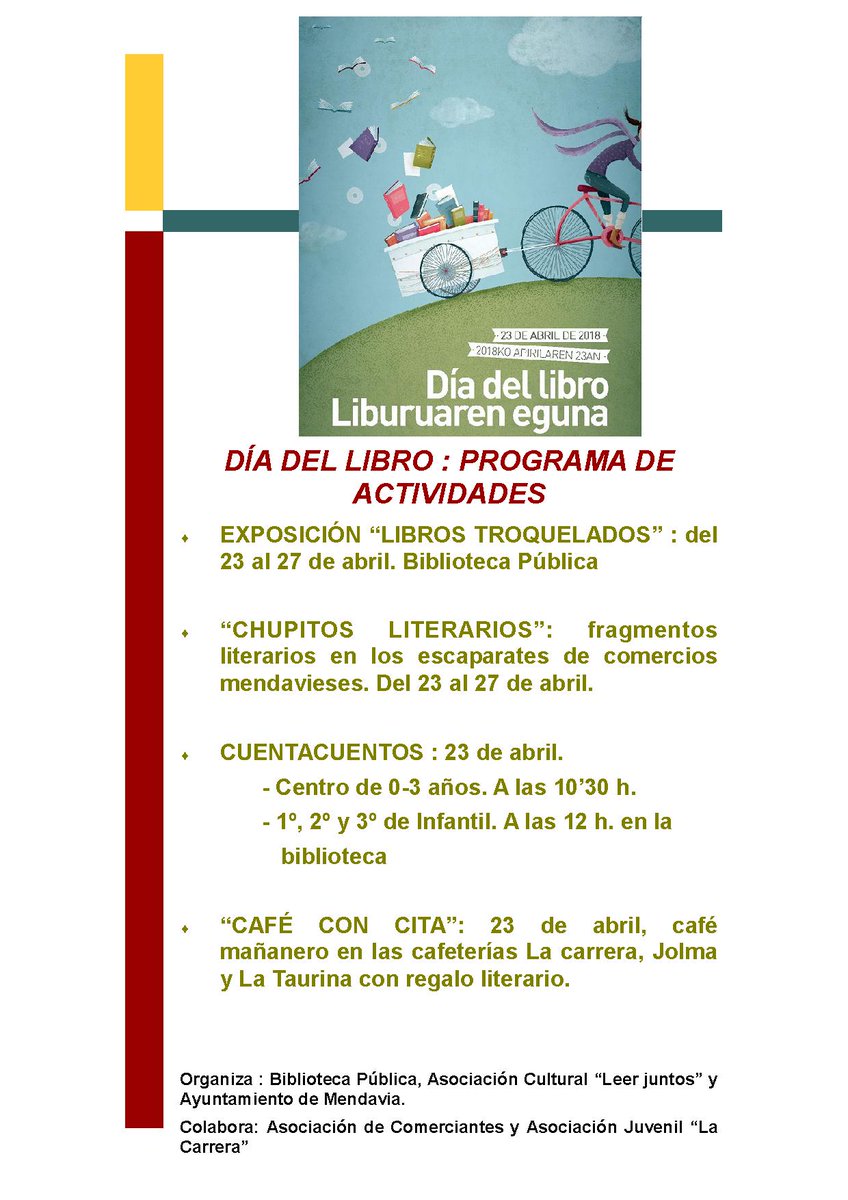 biblimendavia's tweet photo. Programa de actividades con motivo del #DiaDelLibro en la biblioteca de Mendavia @biblimendavia https://t.co/Je5VM3agOm