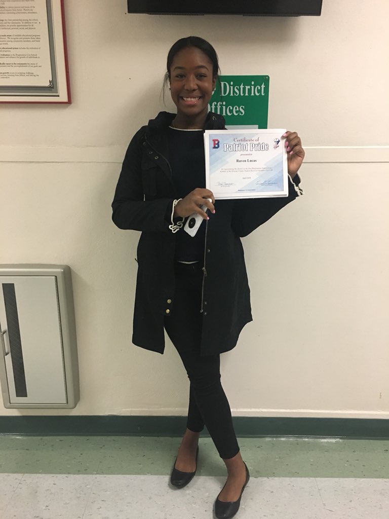GovernmentBHS's tweet photo. Great job last night at the BOE meeting Raven! She was awarded a Patriot Pride Award, well deserved! Keep up the great work! 👏🏽💛
#Patriotpride https://t.co/nP3sbK07ql