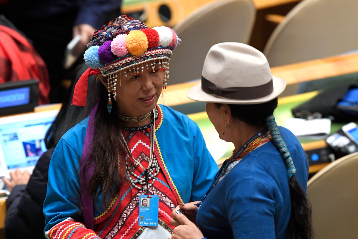 UNDESASocial's tweet photo. For the world's #indigenous peoples, lands and natural resources mean life, not mere commodities, speakers stress as @UN Permanent Forum begins 2018 session @UN4Indigenous #WeAreIndigenous. Learn more: https://t.co/BuDXSQrw8A https://t.co/T2pUJoeZIR