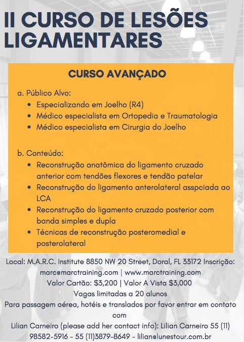 MARC_Institute's tweet photo. We're thrilled to host a course on the most innovative techniques in knee ligament arthroscopy.  Join us for an International Course on Knee Arthroscopy–Advanced Techniques 5/2-5/3.  The course is moderated by Drs. Cury &amp; Luzo. Registration's ending soon-call today! 3057160966 https://t.co/TPvlCqEcj7