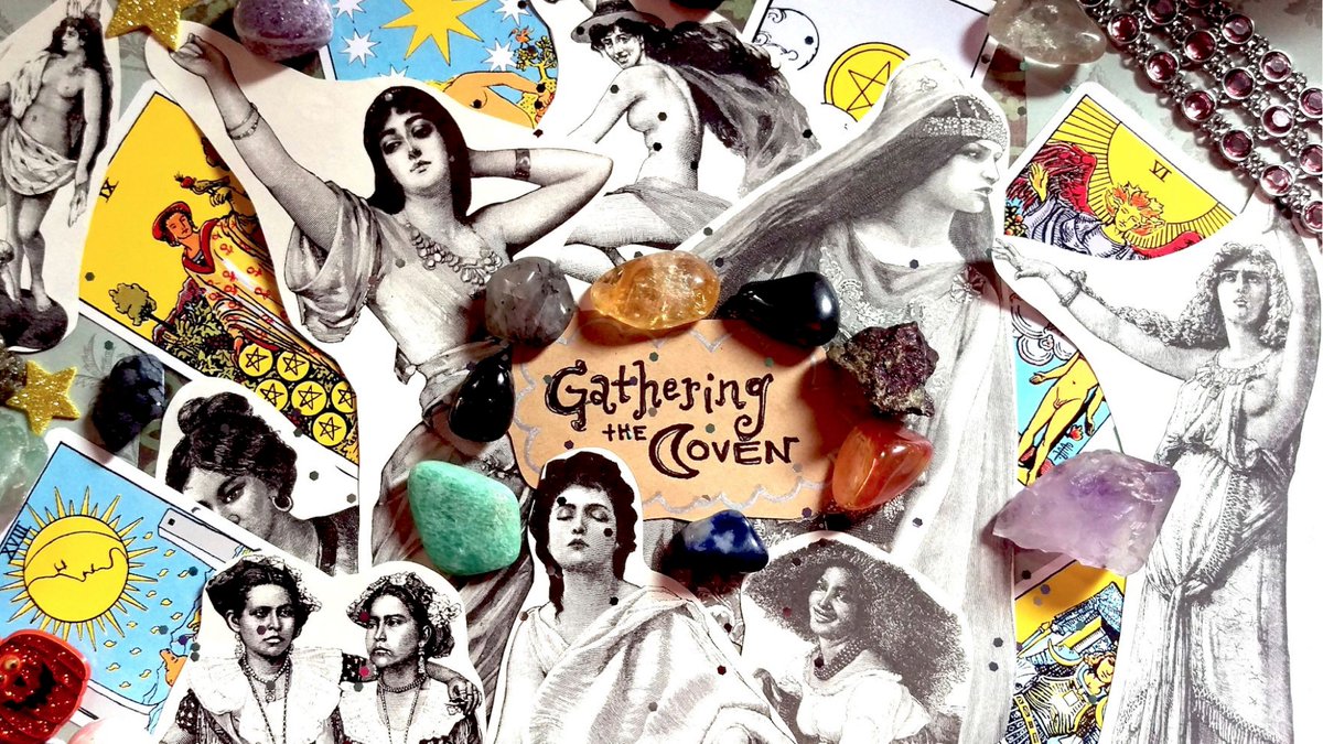 TheConnieHowe's tweet photo. Coming soon: "Gathering the Coven" - a magical new talk show for witches - is coming to The Peoples Improv Theater Underground on a Full Moon this summer. More details coming sooooooon........ 
#witches #nyc #witchcraft #talkshow #magic #collage https://t.co/0Bv87C0uoA
