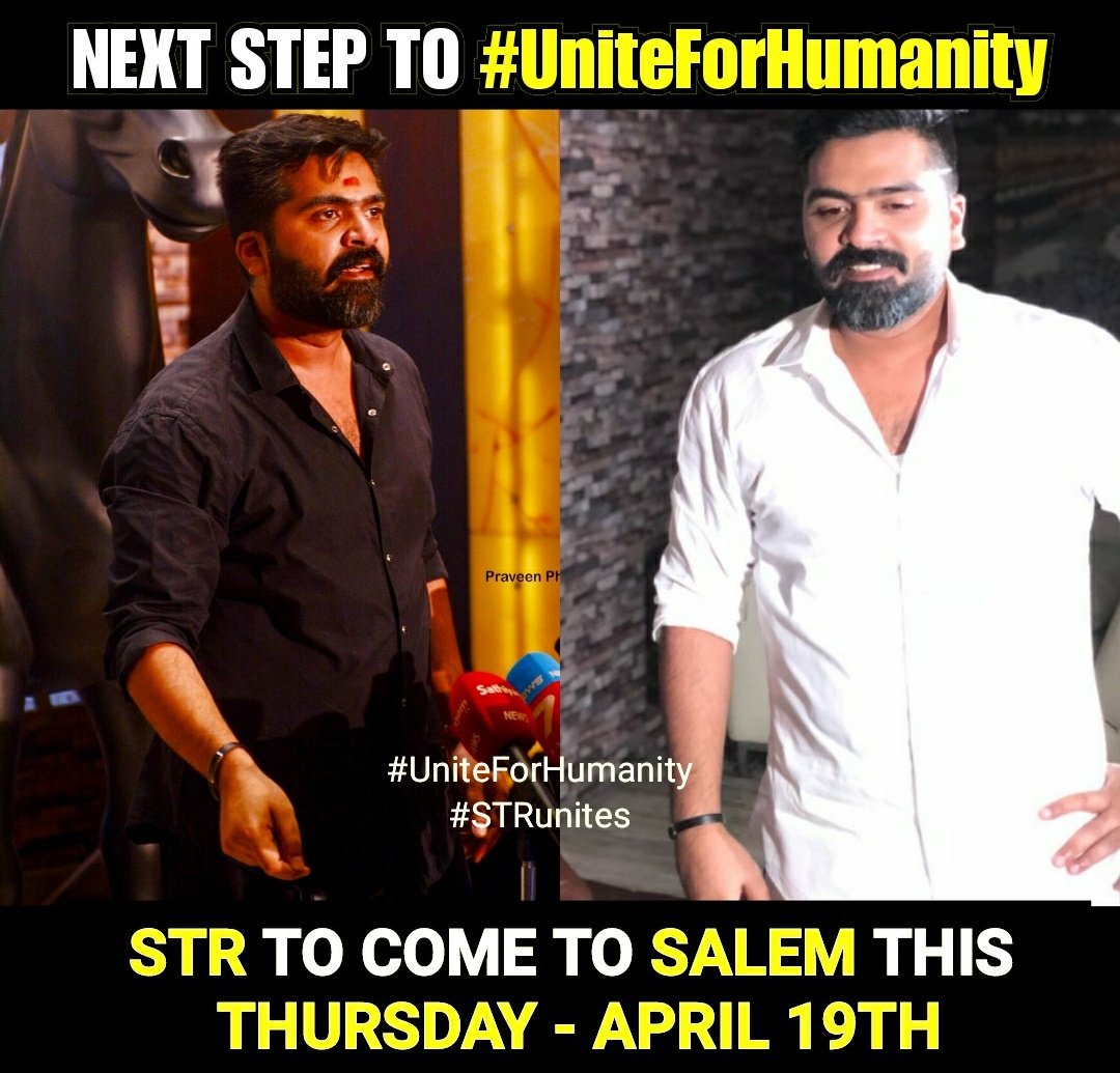 STR_360's tweet photo. #STR to come to #Salem this Thursday,April 19th !! #UniteForHumanity
#STRunites #AnbudanSimbu #Simbu https://t.co/3pt56UbrP5