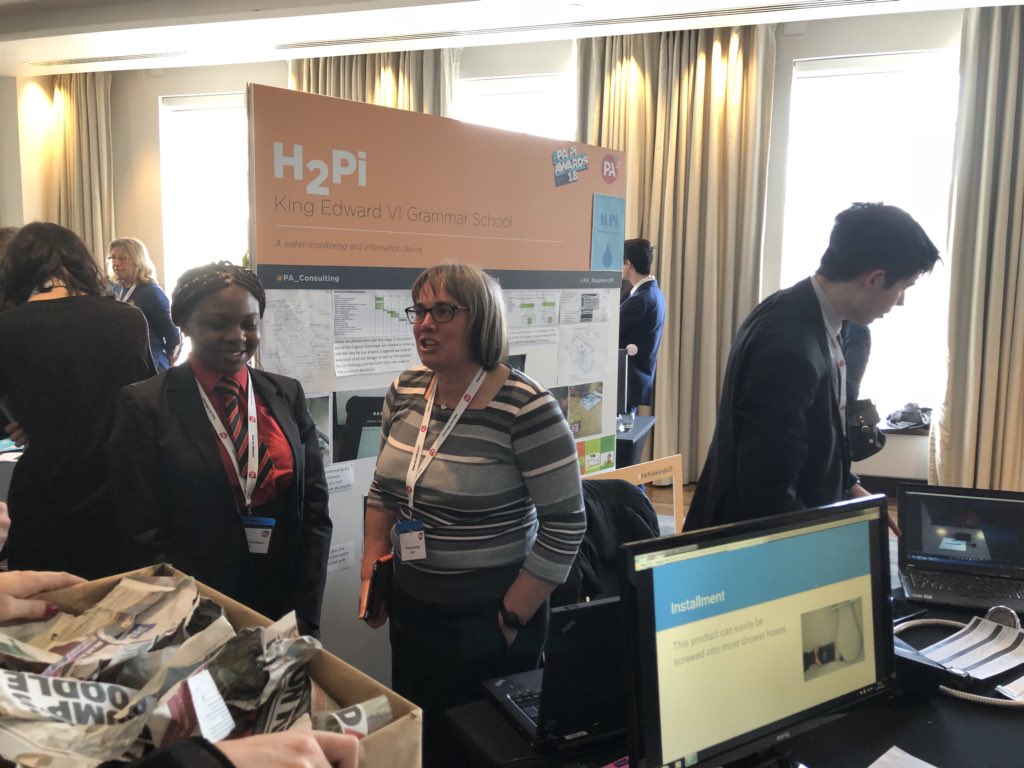 BSCCETEC's tweet photo. A water monitoring and information device at #PAPiAwards18 developed by king Edward Grammar School @PA_RaspberryPi @LizAshallPayne @oht_uk @DigitalSalutem @SteveCarefull @RobKTurnbull @DRees_PA @PApublicsector @barnetsouthgate https://t.co/XCUNWpqtI8