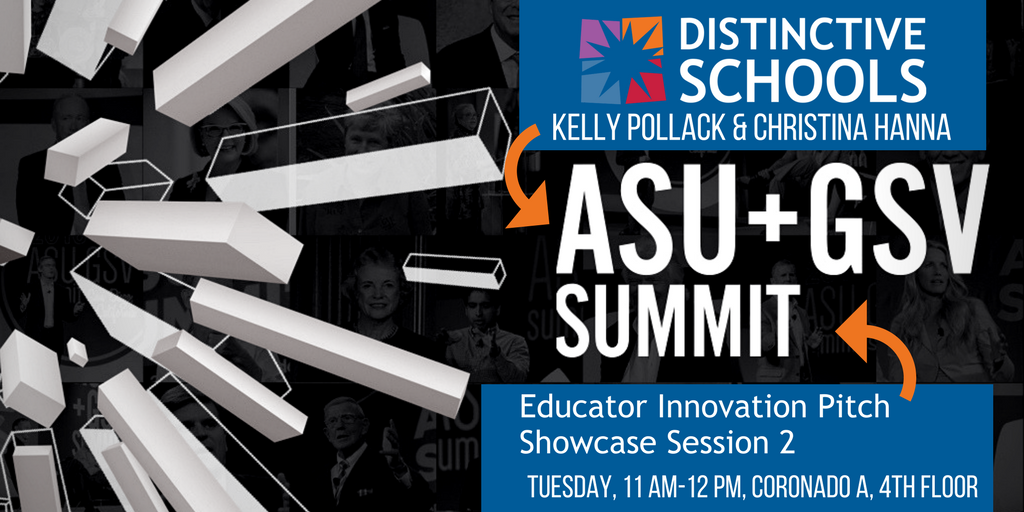 We're excited to be at the ASU+GSV Summit! Don't miss Distinctive Presenters during the Educator Innovation Pitch Showcase Sessions. Ms. Hanna &amp; Ms. Pollack will share their innovative classroom model today from 11:00 am - 12:00pm! Don't miss it! #ASUGSV2018 #WeAreDistinctive