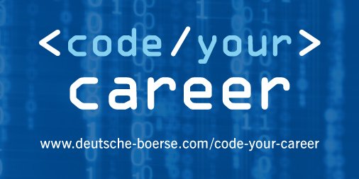 Coding_Contest's tweet photo. Get to know this year’s sponsor: @DeutscheBoerse! More than just a stock exchange – they engage in distributed ledger technology, expansion of data API on digital business platforms and machine learning. Check out their offers and #CodeYourCareer! https://t.co/PnQitMBqoV https://t.co/cVZDtwsAJf