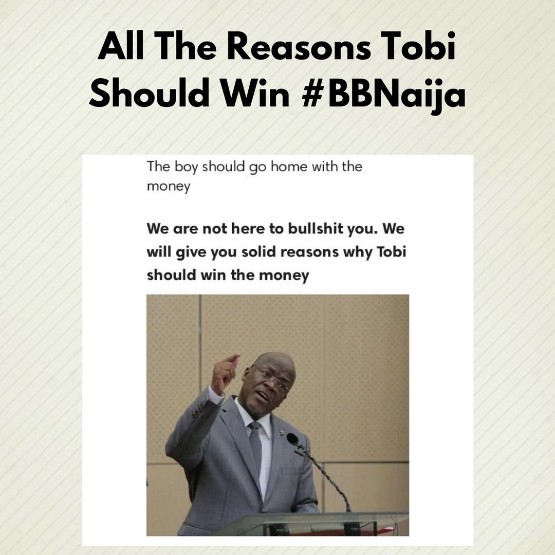 Rirewaju's tweet photo. I will just drop these here and go back to VOTING π£π£π£
All the reasons why Tobi deserves to win #bbnaija
Issa picture thread ππππ
#DeservingWinner
#WhenTobiEntertained
#TeamTobi https://t.co/AnVzgCsNwS