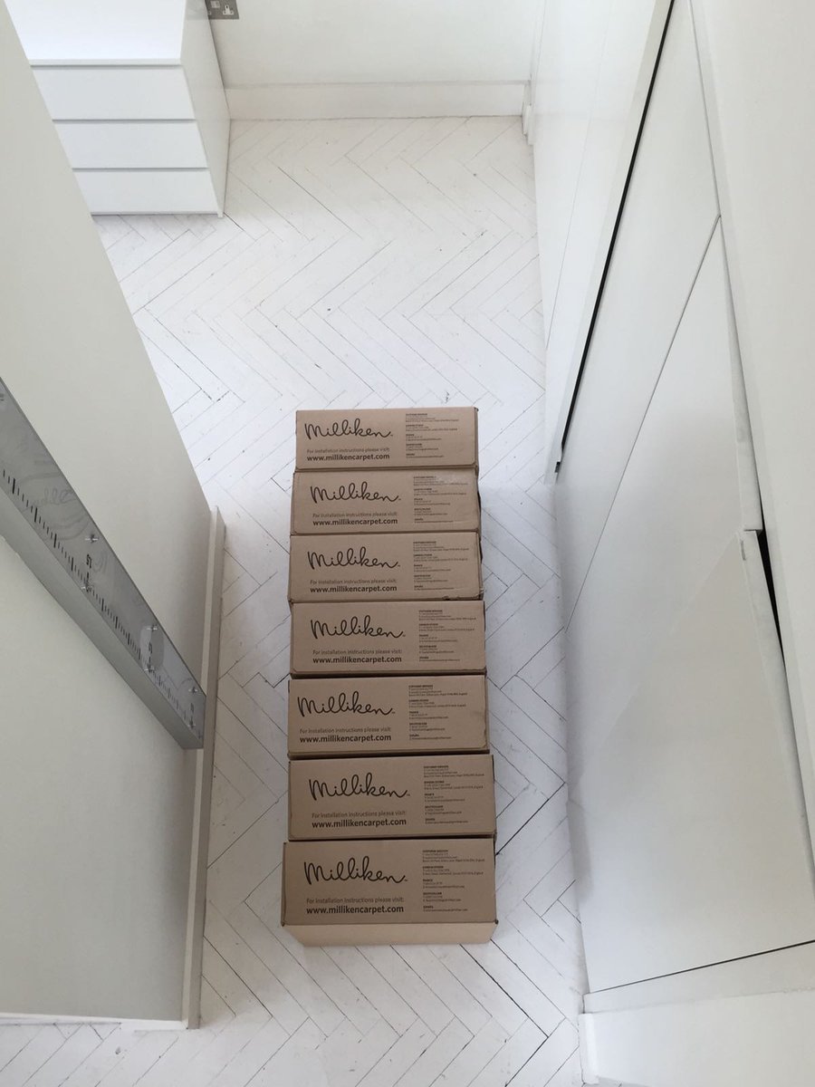 MillikenEurope's tweet image. We are having an exciting afternoon in London today. Not only is the sun shining but we are at a secret location shooting our latest #modularcarpet collection. Come and visit us .@CDWfestival in May and all will be revealed! #CDW2018 #newcollection #carpettiles #design