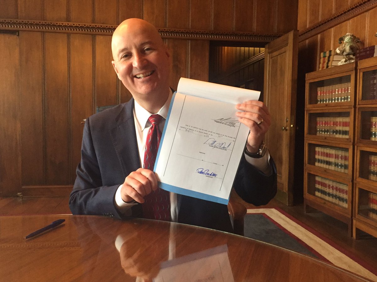 Just signed LB 902 into law to help protect gun rights in Nebraska! <a href="/NRA/">NRA</a> #2A