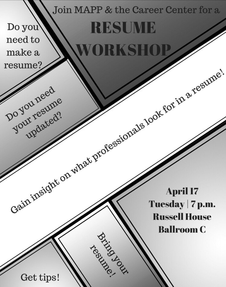 Tonight ! Make sure you come out. Improving your resume will only help you 😌