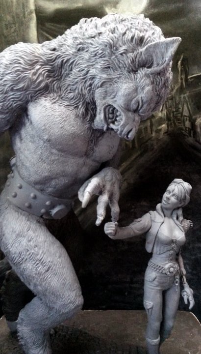 SculptAndDesign's tweet photo. My long awaited steampunk / werewolf sculpt 'Clara &amp; Mr. Snugglehugs'!! :-).....Clara is the only one who can calm Mr. S. after he's broken his chains and gone on the rampage!
#Werewolf #werewolves #steampunk #fantasyart #sculpture #sculpting #art https://t.co/N8g5jpO2CF