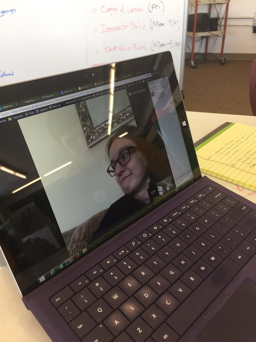 Abby wasn’t able to make it to school today...so we found another way to meet! She joined the rest of the team (on Hangouts) as they met with Sophomores to talk about the Pirate Collaborative next year.