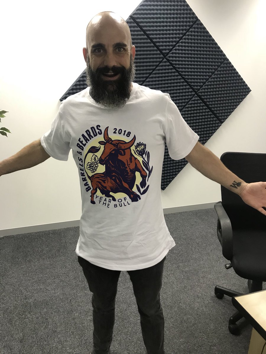 BotRiverWines's tweet photo. @SAwineshowcase @ishotimagesza is sporting the #barrel&amp;beards2018 t-shirt ! https://t.co/kl97TYi4Dm