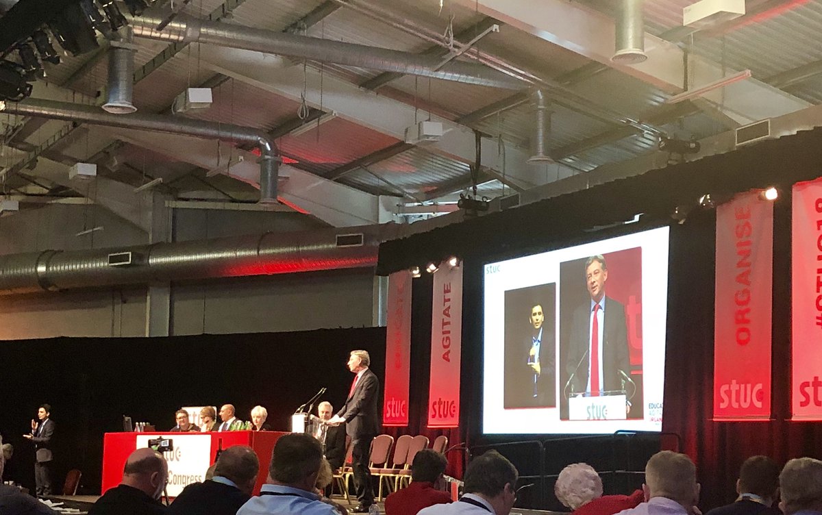 WeAreTheMU's tweet photo. “Change comes not because trade unions are the industrial wing of the Labour Party, but because the Labour Party is the political wing of the trade union movement” - Scottish Labour Party Leader @LabourRichard talks to @ScottishTUC Congress #STUC18 https://t.co/lSxsH3IME4