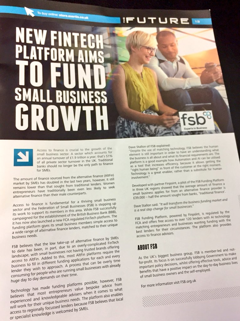 FSB_Voice's tweet photo. Our article in the latest edition of @ExertisIT Future Business magazine on our funding platform and the impact access to finance has on the growth of small businesses https://t.co/jX77uiKDOp #AltFin #FutureMagazine https://t.co/pBFQUrA1vV