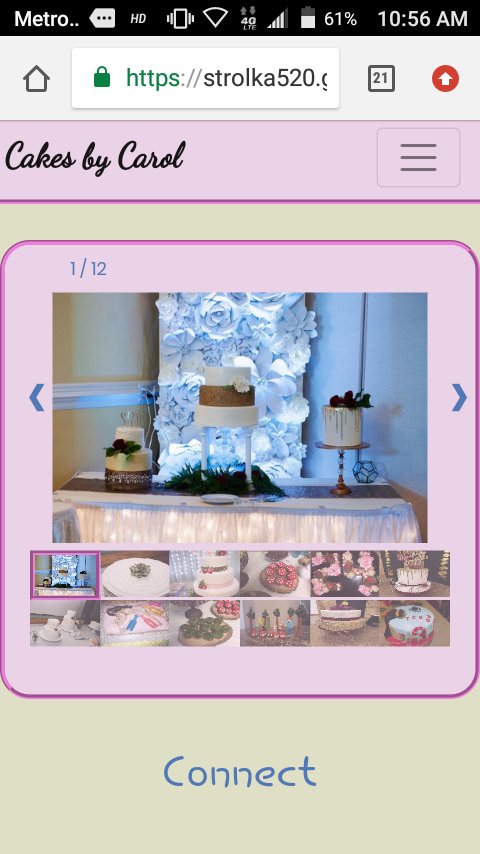 strolka520's tweet image. Day 3 of 100! Cakery gallery page I&apos;ve been working on. Screenshot taken from my phone. #100daysofcode #codegang #ResWebDes
