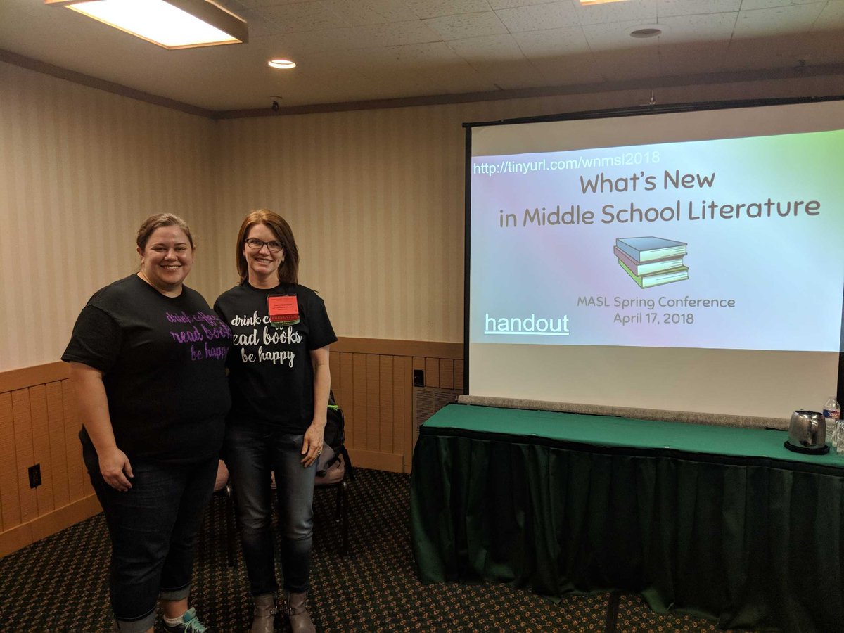 etmslibrarian's tweet photo. Alyssa, Julie, &amp; I thank everyone for attending What's New in Middle School Literature. Check out the link to our presentation: https://t.co/GHWeE4SUHX #whatwedo #maslsc @AlyssaB37562030 @FlintHillLMC https://t.co/9LntsSSUIe
