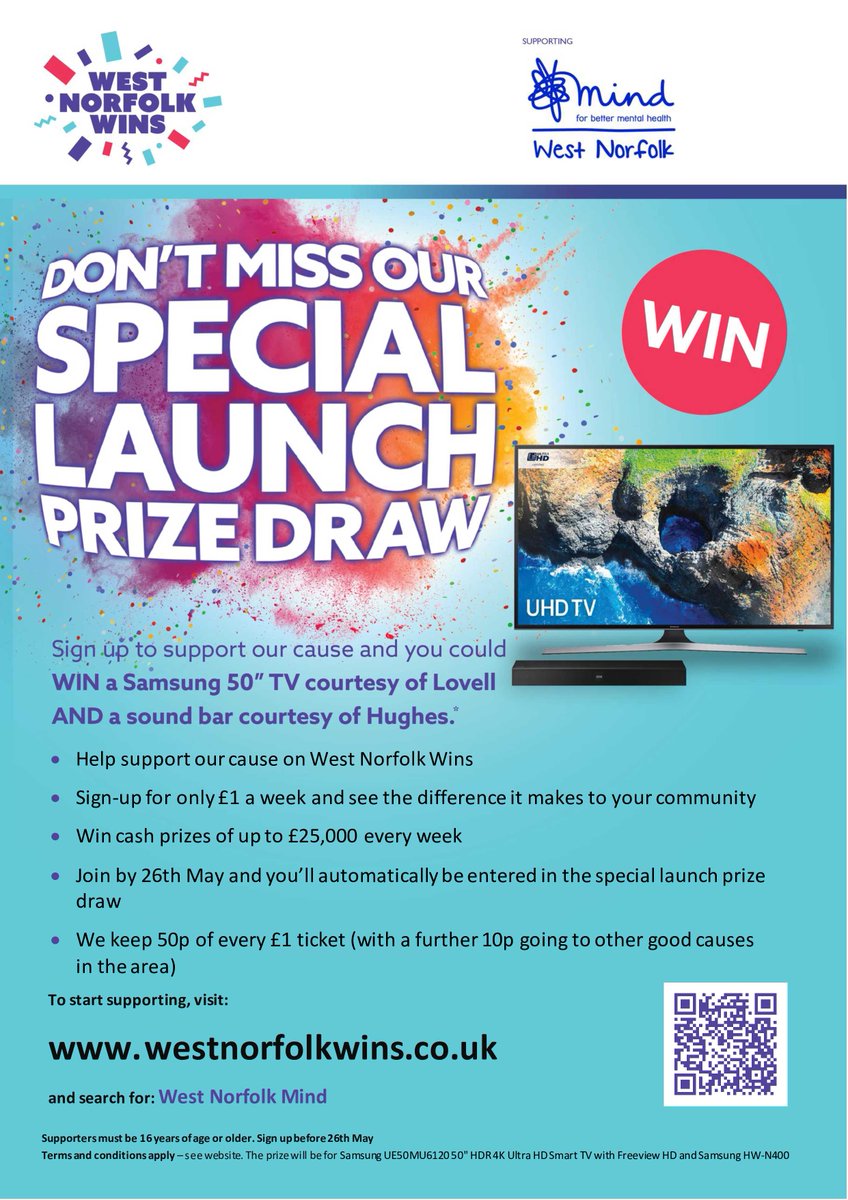 Today is the launch day of the West Norfolk Wins lottery. If you are buying tickets it would be great if you could choose to support West Norfolk Mind. That means we receive 50p of every ticket you buy which would be amazing!! <a href="/WestNorfolkWins/">West Norfolk Wins</a>