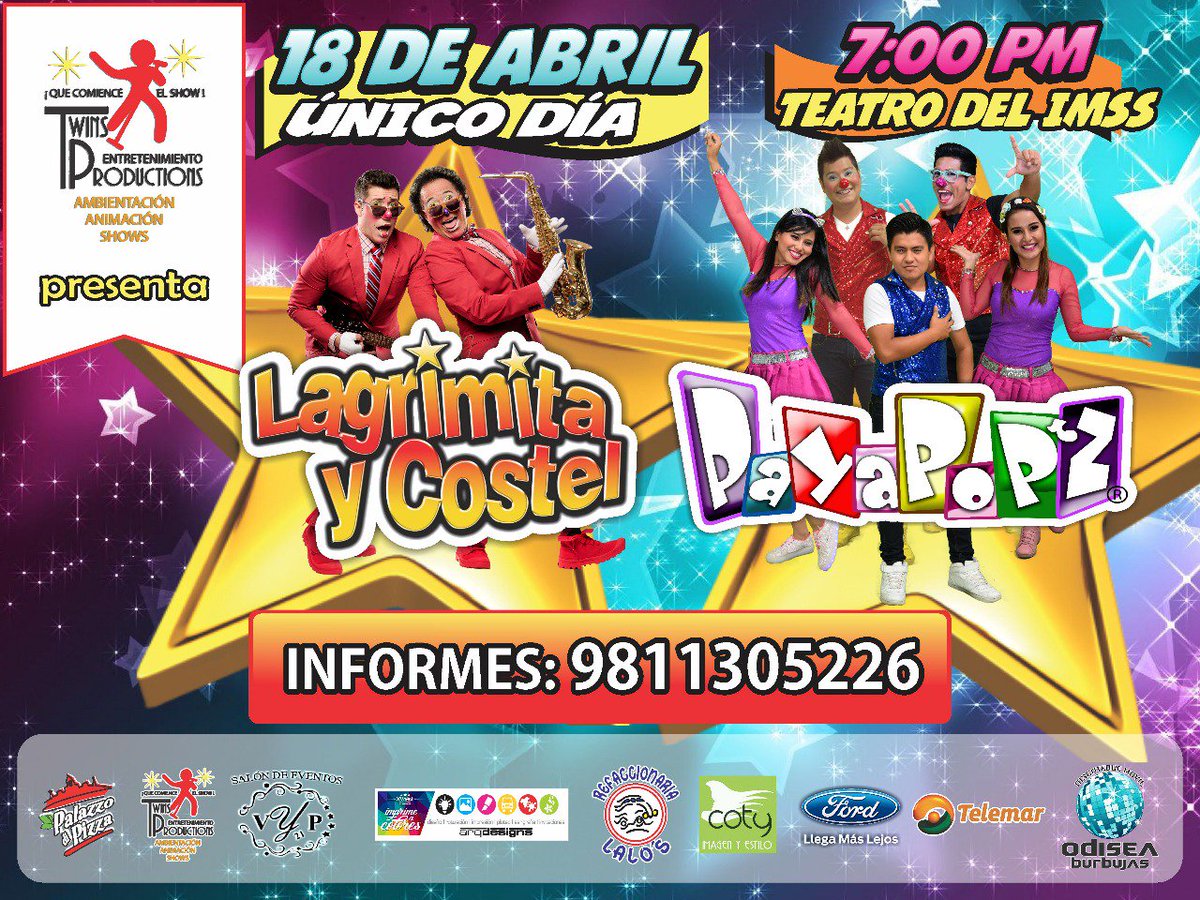 payapopz's tweet photo. AHI NOS VEMOS ❗❗
JUNTOS POR PRIMERA VES EN UNA GRAN ESPECTACULT ,🎊🎈🎁CELEBRANDO EL.DIA DEL NIÑO🎊🎈🎁 @MakatrafoPop7  @eddy_dpop  @Majopopz @Chiva_Pop @YunecyChi  @CostelOficial  @lagrimitaycos https://t.co/nPdrx4sTc3
