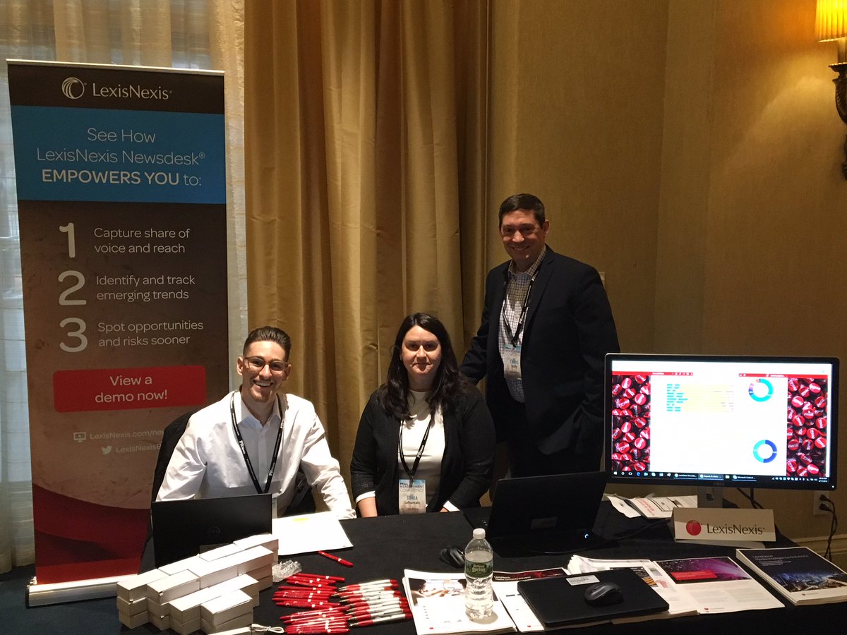 NexisSolutions's tweet image. Are you at the @PRNews Measurement Conference in Philadelphia? Make sure to stop by this table to meet with our media measurement experts! #PRNews #MediaMonitoring #MeasurementConference