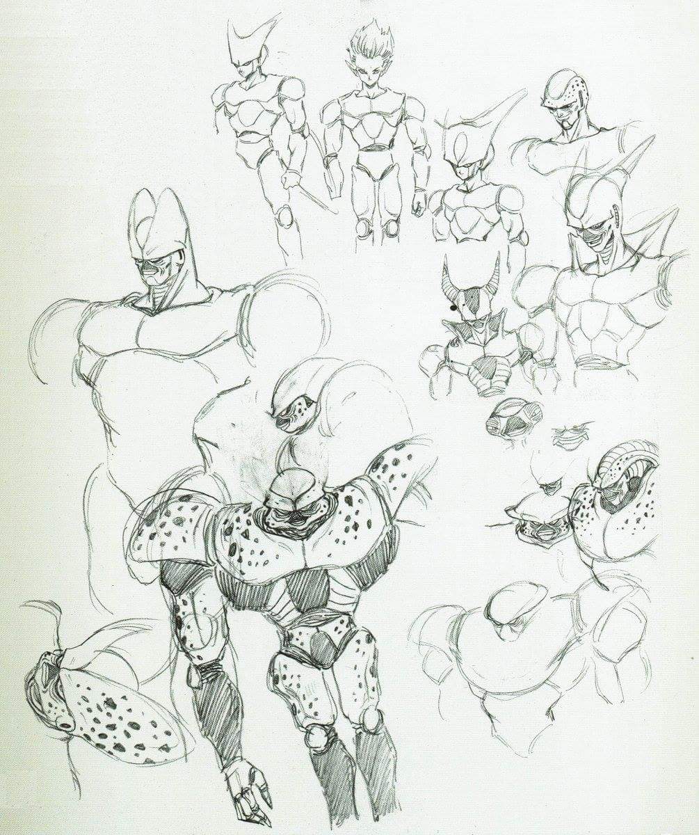 el_logica's tweet photo. Bocetos de Cell realizados por Akira Toriyama. https://t.co/gZorKXCdPj
