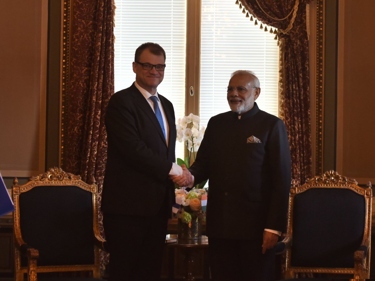 Furthering India-Finland friendship...Prime Minister @juhasipila and PM <a href="/narendramodi/">Narendra Modi</a> had wide-ranging talks on expanding bilateral cooperation in areas such as science and energy. <a href="/FinGovernment/">Finnish Government</a>