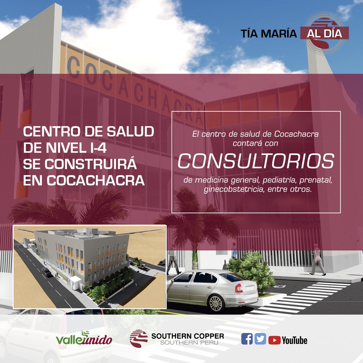 CDI_SOUTHERN's tweet photo. Cocachacra tendrá centro de salud de nivel I-4. Se construirá en la zona de Villa El Valle. El costo aproximado es de 26 millones de soles. https://t.co/UGajg7jLP4