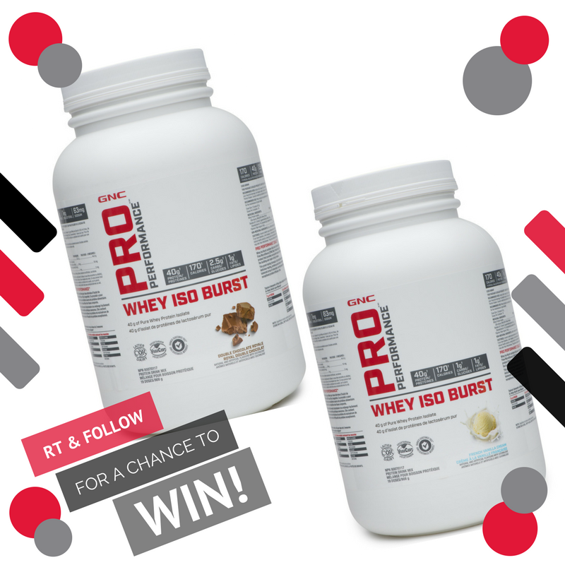 GNCCanada's tweet photo. HUGE 2 for 1 SALE on 2lb GNC Pro Performance Whey Iso Burst this weekend (April 20-22)
RT & FOLLOW @gnccanada MUST TAG 5 friends in RT for a chance to #win 1 of 3 #giveaway , Each includes: (1 Vanilla & 1 Chocolate Whey Iso Burst) πππ½
#gnccanada #protein #whey #isloate https://t.co/wj9vIYGHlx