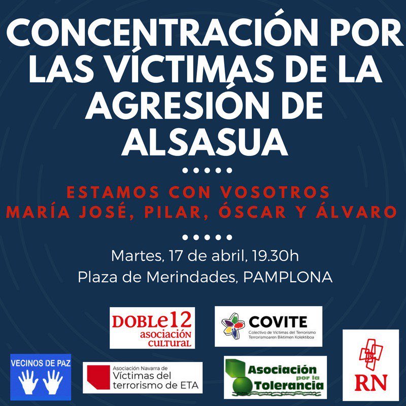 Con <a href="/begonavillacis/">Begoña Villacís</a> camino de Pamplona en defensa de las Victimas de la agresion terrorista de Alsasua y de los valores de nuestras FCSE <a href="/policia/">Policía Nacional</a> y <a href="/guardiacivil/">Guardia Civil</a>
