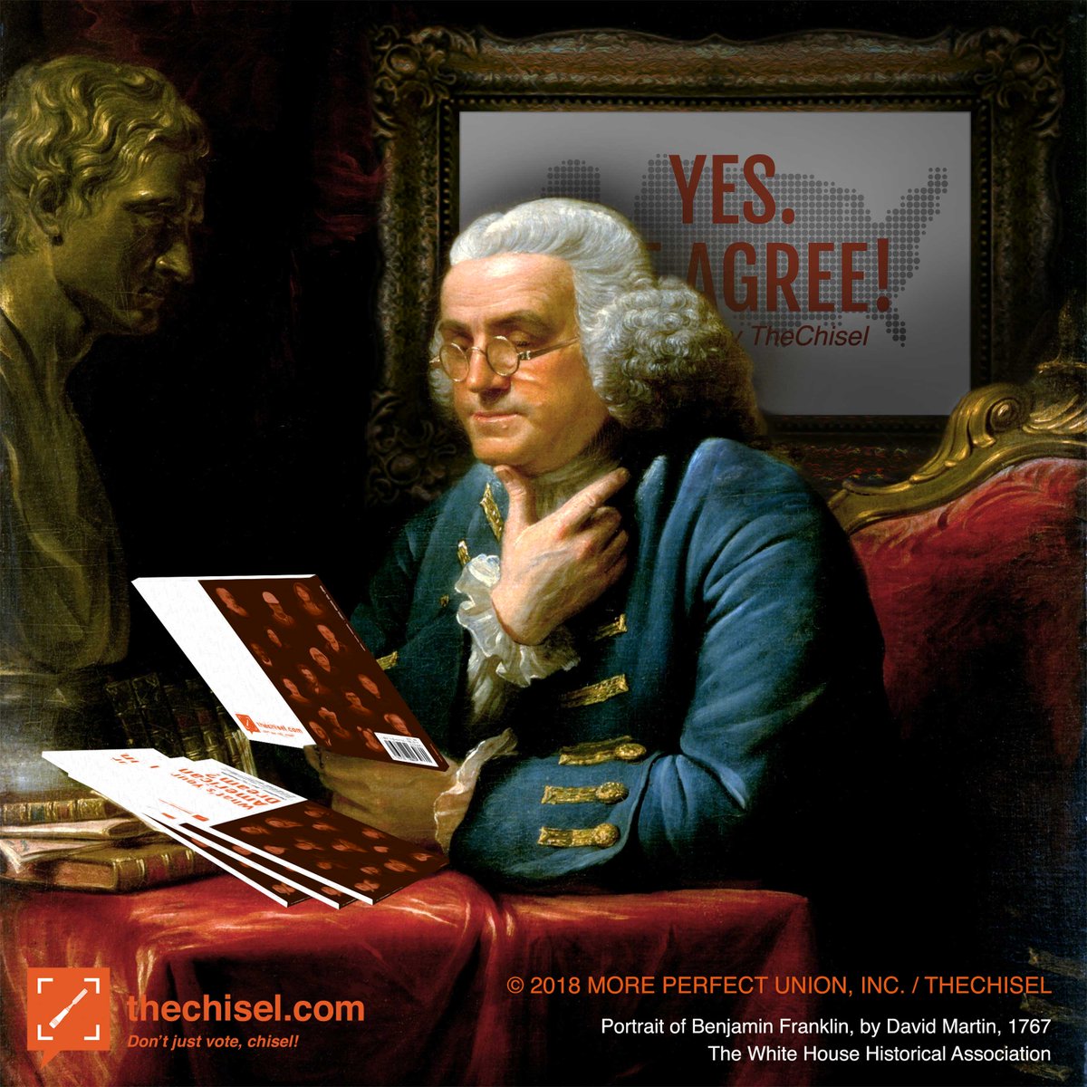 thechisel1776's tweet image. Our Chief Inspiration Officer Benjamin Franklin agrees: Americans have many shared values! Check out ground-breaking research by TheChisel that shatters the myth of two Americas. yesweagree.com

 #yesweagree #bipartisan #thechisel #benjaminfranklin @WhiteHouseHstry
