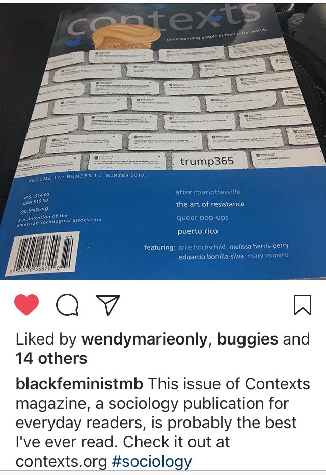 SociologistRay's tweet photo. “This issue of @contextsmag , a sociology publication for everyday readers, is probably the best I’ve ever read. Check it out at https://t.co/ojCTpUiwhT”-@BlackFeministMB 

@tressiemcphd @Prof_WCByrd @MaryEDeStefano 
@VanJones68 @ShaunKing @ASAnews https://t.co/QrhqSTNLTw