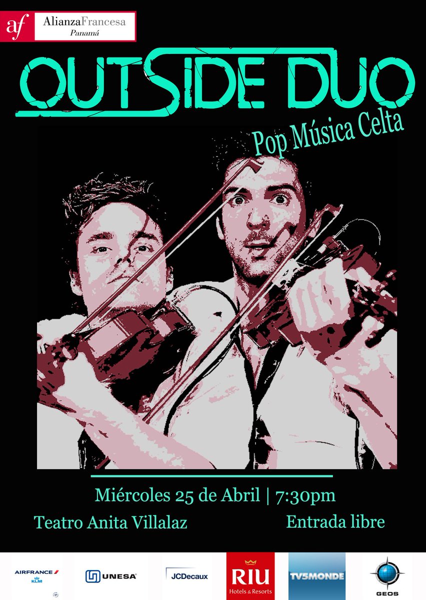 AlianzaFrPanama's tweet photo. ¡CONCIERTO EXCLUSIVO DE @Outsideduo!
 El Two-Men-Show propone un maratón musical lleno de malicia y de humor.

MIÉRCOLES 25 DE ABRIL A LAS 7:30PM
TEATRO ANITA VILLALAZ 
ENTRADA LIBRE

Para más información sobre el evento:
https://t.co/VDwqrzlwuJ https://t.co/Xy0V2WbHA4
