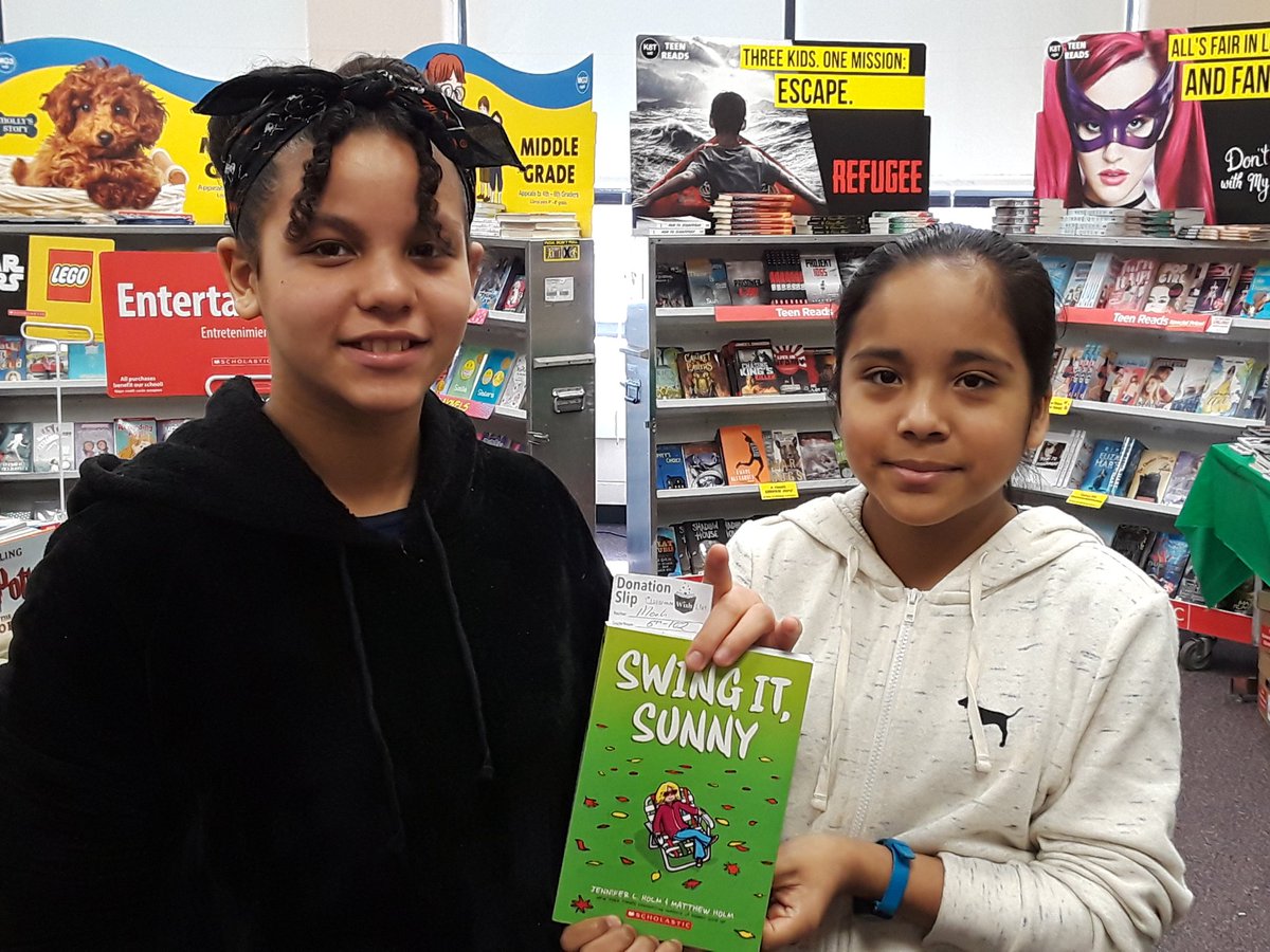 MsPmlux's tweet photo. The first wish was granted! These two students combined their money to buy a book for Ms. Mach's classroom library! #chasebookfair https://t.co/knRngmIYm9