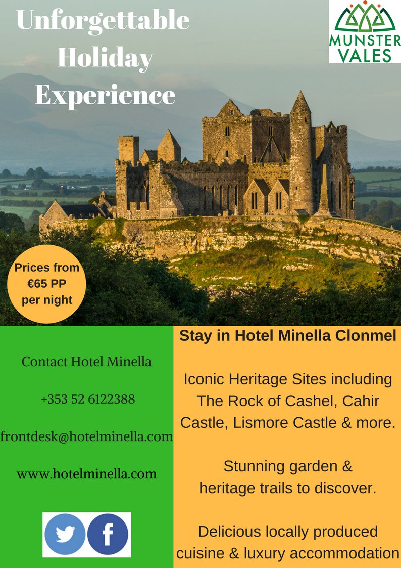 MunsterVales's tweet photo. Check out our new itinerary ideas for things to see and do in Munster Vales in conjunction with @hotelminella 
#VisitTipp #IrelandsAncientEast #MunsterVales https://t.co/GYwbEJAbnv https://t.co/682BldvtXn