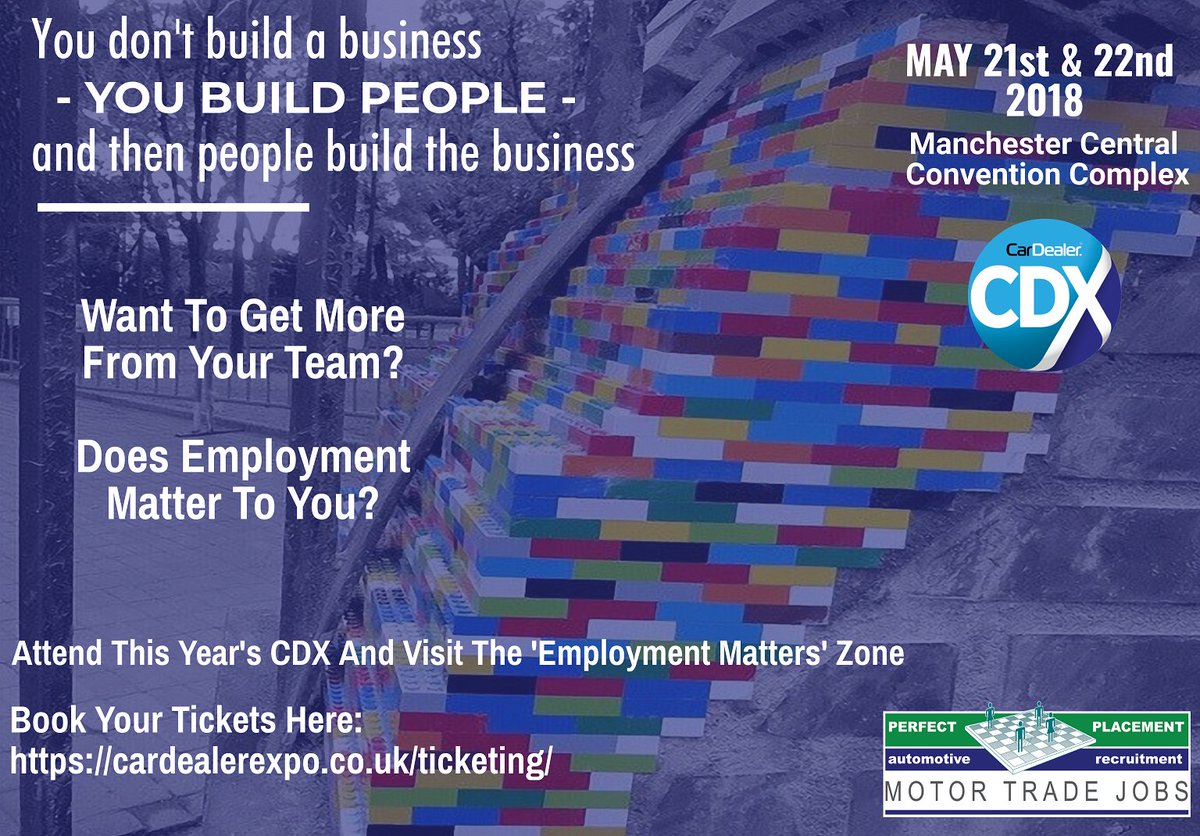 MotorTradeJobs's tweet photo. Want to get more from your #Automotive Team?
Does Employment Matter to you?
You need to attend #CDX18 hosted by @CarDealerMag at Manchester Central Convention Complex on 21st&amp;22nd May
Book your tickets here: https://t.co/gxrbnzcGKo

#Automotive #AutoIndustry #Expo #TwitterCarClub https://t.co/jHNol4rqjF