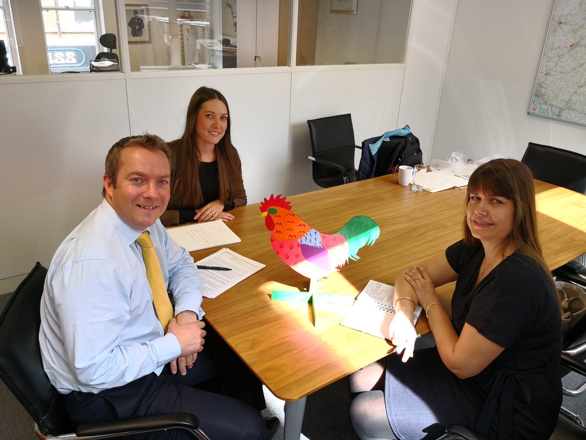 GrangeCentreCEO's tweet photo. Exciting times for @TheGrangeCentre in our 80th anniversary year. We visited @Stonegate_Homes today to discuss their amazing charity ball at @LoseleyPark on 17th May. Everyone here has been designing Dorking Cockerels as table decorations for the big night. Grab a ticket today. https://t.co/Zjc8yLOPuD