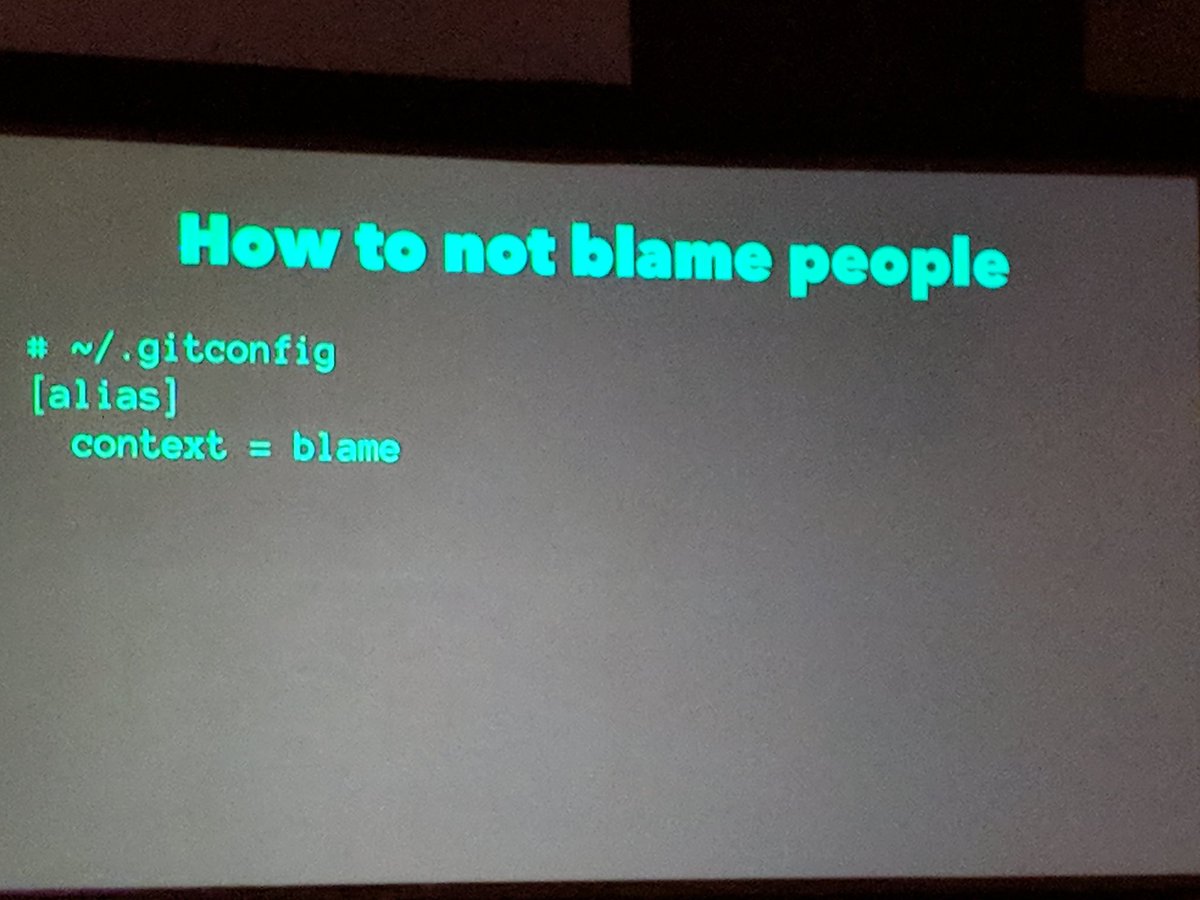 Yuryu's tweet photo. How to not blame people with git 😆 #railsconf https://t.co/TwAmfpprTh