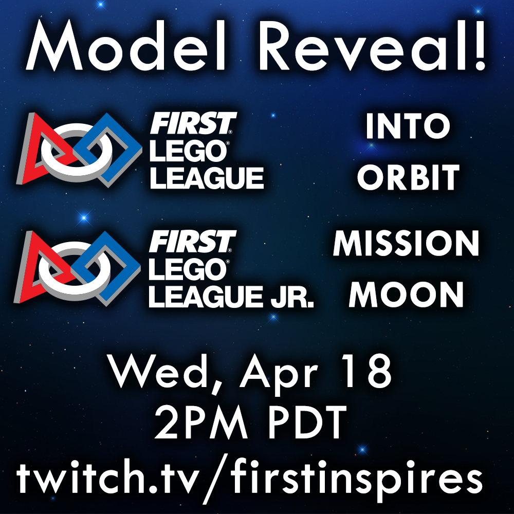 CVRobotics's tweet photo. FIRST is revealing the 2018 MISSION MOON and INTO ORBIT models this Wendesday on their Twitch Channel!  Be sure to tune in to https://t.co/cpCQNVOUor starting at 2PM Pacific.  Full Challenge details will be released on August 1.  
#FIRSTinspires #makeitloud #morethanrobots https://t.co/cpv2XFuEg0