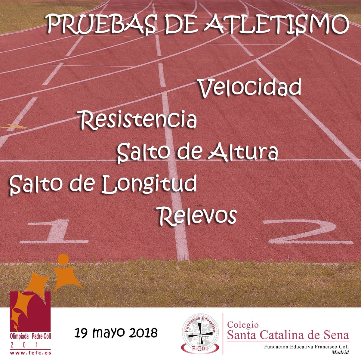 FEFCMadrid's tweet photo. ¿A qué prueba de atletismo te apetece apuntarte?
.
.
#FEFCMadrid #SantaCatalinadeSena #OlimpiadaPColl18 #deportes #convivencia #FEFColl https://t.co/tMlRB76drD