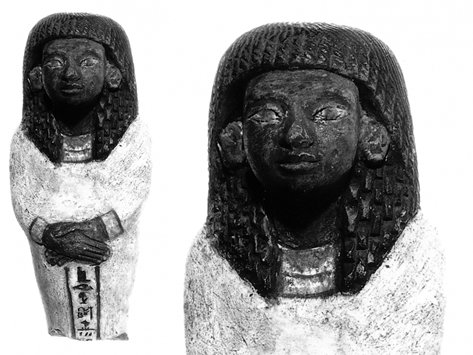 KemetVirtual's tweet photo. Kemet wigs/headwraps, often worn by officials: [a] Ushabti/Statuette [b] Block statue of Wahibre(possibly), priest of Amun(c. 610 BC). https://t.co/q1AE5IGG5z