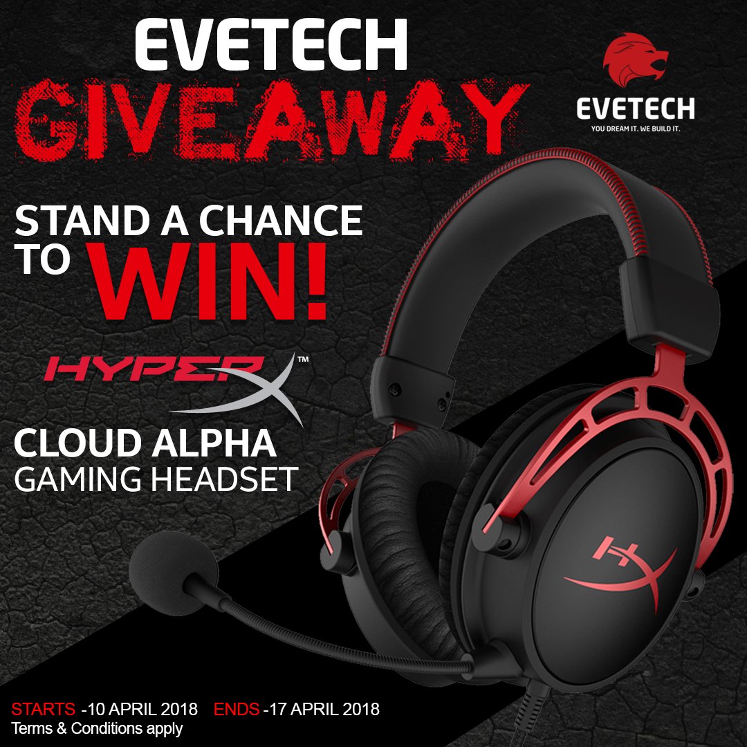 Evetech's tweet photo. Now you have a chance to WIN a HyperX Cloud Alpha gaming headset. COMMENT your best play of any game and show us how YOU carried your team to victory.

Get your team/mates to back you up, share your success and you could walk away victorious once more. #HyperX https://t.co/ZBSInkH4Xh
