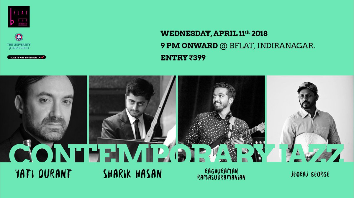 Trumpeter, conductor, Composer &amp; lecturer, Yati Durant, performs with ace pianist Sharik Hasan, at bFLAT Indiranagar, accompanied by jazz-elite; Jeoraj George (drums) &amp; Raghuraman Ramasubramaniam (bass) on Wednesday APR 11.Tickets - buff.ly/2GMjvu3